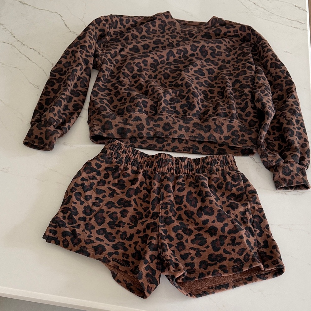 Abercrombie & Fitch Brown Leopard Print loungewear.